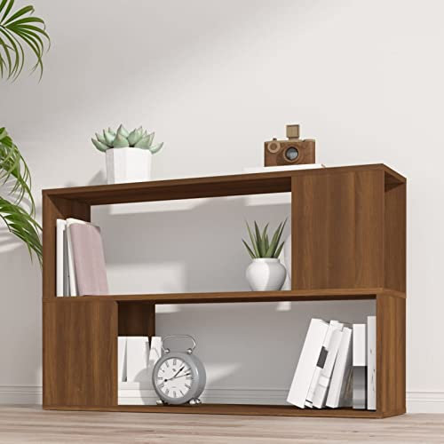 Somanki Bücherregal, Raumteiler Regal, Standregal, Bookcase, Bücherwand, Büroregal, Regalbrett, Bookshelf, Braun Eichen-Optik 100x24x63 cm Holzwerkstoff