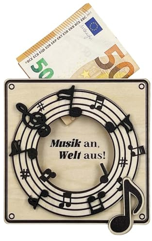 SNAIL GARDEN Schallplatten-Deko Geldgeschenk aus Holz - Personalisierte 5-Schicht Holzbox mit Vinyl-Design | Originelles Geschenk für Musikfans,Geburtstag,Hochzeit | Grußkarte & Geldhalter in Einem