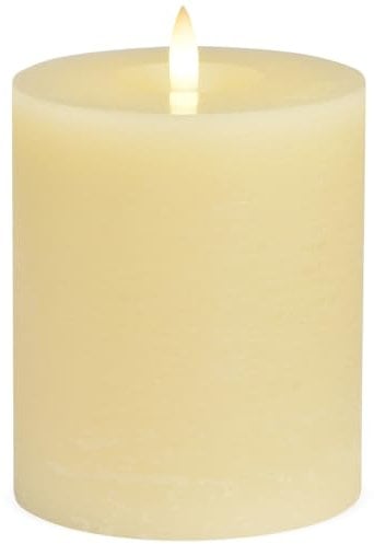 LED Stumpenkerzen Set aus Echtwachs mit Timerfunktion & inkl. Fernbedienung - Kerzen realistisch flackernde Flamme warmweiß Ø 10 x 12 cm - Elektrische Wachskerzen cremeweiß als gemütliche Tischdeko