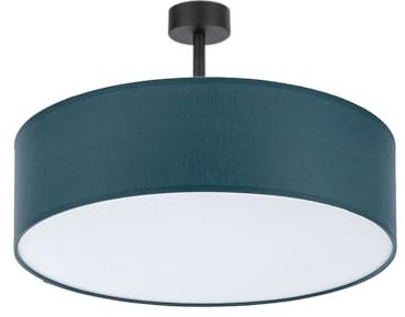 Licht-Erlebnisse Deckenlampe Stoffschirm Schwarz Petrol Schlafzimmer Wohnzimmer B:40 cm E27 4-flammig gemütlich wohnlich blendarm Esstisch Deckenleuchte rund RONDO