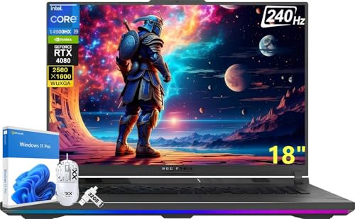 ASUS ROG Strix G18 Gaming Laptop, 18 Nebula 16:10 240Hz QHD, Intel 24-Core i9-14900HX, GeForce RTX 4080, 64 GB DDR5, 4 TB SSD, Backlit Keyboard, Wi-Fi 6E, Windows 11 Pro, with Designed Accessories