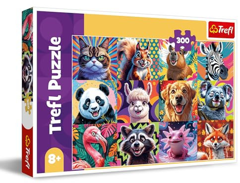 Trefl - Lustige Tierportraits - Puzzle 300 Teile - Bunte Collage mit Tieren, kreative Unterhaltung, Spaß für Kinder ab 8 Jahren