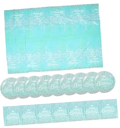 KOMBIUDA 41 Pièces Fournitures De Fête D'anniversaire Assiettes De Gâteau D'anniversaire Assiettes De Fête D'anniversaire Assiettes D'anniversaire Pour Enfants Light Green Polyester