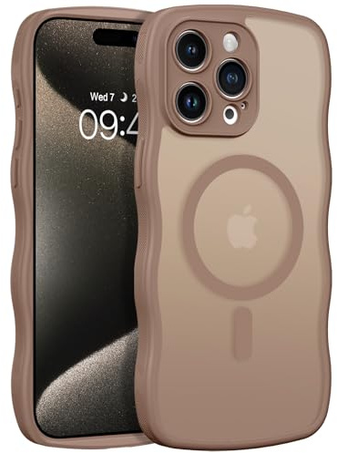 BENTOBEN for iPhone 12 Pro Max Case [Compatible with Magsafe] Cute Curly Wave FrameTranslucent Matte Magnetic Shockproof Women Girls Men Case for iPhone 12 Pro Max 6.7, Desert Titanium
