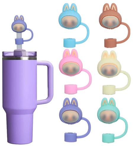 6PCS Straw Cover, Stanley Straw Toppers, Cup Straw Cover, Reusable Straw Toppers for 10mm Straws, Colorful Dust-Proof Caps for Tumbler, Home & Office Use (Blue, Green, Purple, Pink, Beige, Brown)