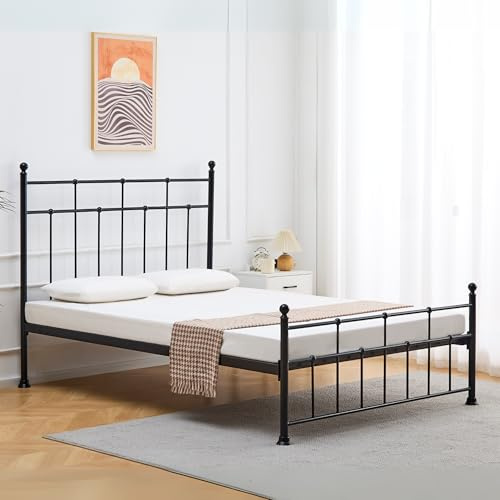 Reinforced Beds, LETTON BED, Strong Metal Bed with Reinforced Mesh, Equisite Metal Bed Frame, Exclusive Product (Black, Small Double)