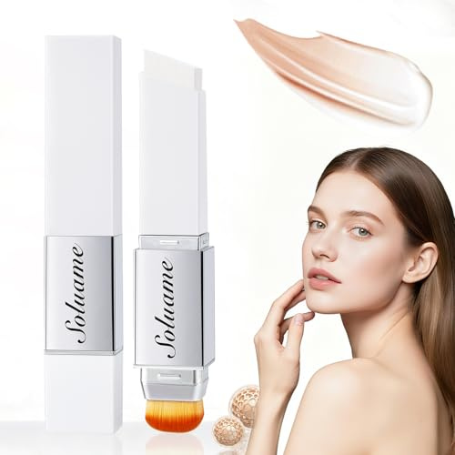 2-in-1 Farbwechselnder Foundation Stick, Leichter Langanhaltender Concealer Stick mit Voller Deckkraft, White Foundation mit Pinsel für Natürlichen Makellosen Make-up-Look 02# NATÜRLICH 13g