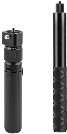 Palo de Selfie, Palo Selfie Retráctil de 28 a 120 cm para Insta360 X3 X4 X5 Tripode para Movil con Dos Tornillos de 1/4 Trípode Bullet Time con Mango Giratorio para Cámara Deportiva Panorámica