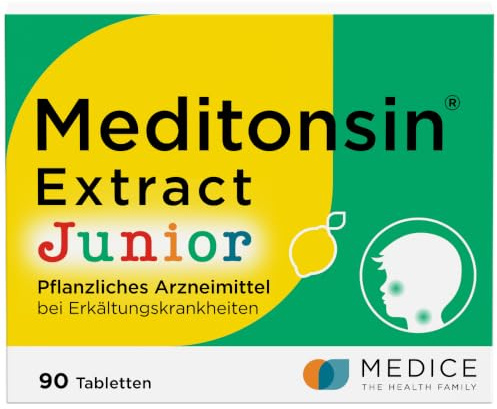 Meditonsin Extract junior 90 Tabletten bei Erkältung, für Kinder ab 4 Jahren, lindert typische Erkältungssymptome wie Husten, Schnupfen und Halskratzen, stärkt die Abwehr mit 3-fach Pflanzenpower