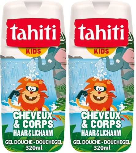 TAHITI - Gel Douche Tahiti Enfant - Fruits Exotiques - Cheveux et Corps - PH Neutre - Ne Pique Pas les Yeux - 300 ml (Lot de 2)