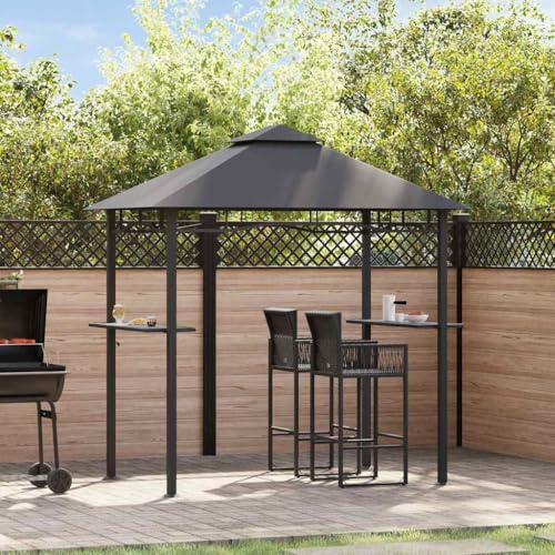 Generico Gazebo per Barbecue 240x150x255 cm Antracite in Acciaio,Prato e Giardino,Vita all'aperto,Strutture da Esterno,Baldacchini e gazebo-48602
