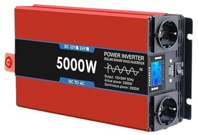 Convertisseur onduleur Voiture 12000W 8000W 5000W DC 12V 24V AC 220V Onduleur Onde Sinusoïdale pour Convertisseur Batterie Externe Portable Transformateur Voiture(5000W-12V)