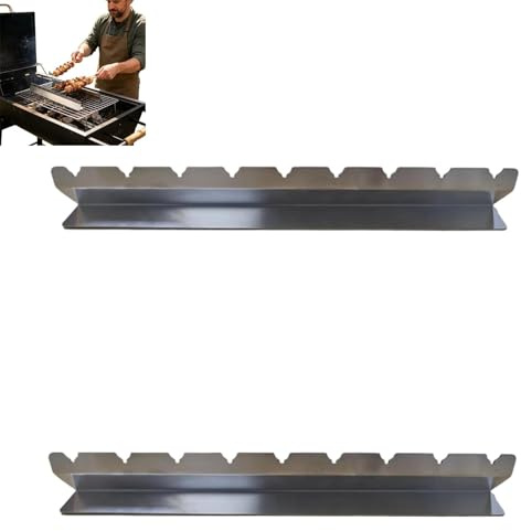 Stainless Steel BBQ Skewer Rack Set, 2-Pack Grill Holder for 6 and 9 Skewers, Versatile Barbeque Accessory for Grills, Smokers, and Ovens, Stackable Kabob Rest with Precision Notches (Silver)