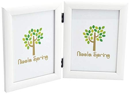Nicola Spring Folding 2-Photo Frame - Fits Photo Size 5 x 7 (12 x 17cm) - Pack of 1 - White Picture Frame Small Portrait with Stand Freestanding Certificate Display Poster