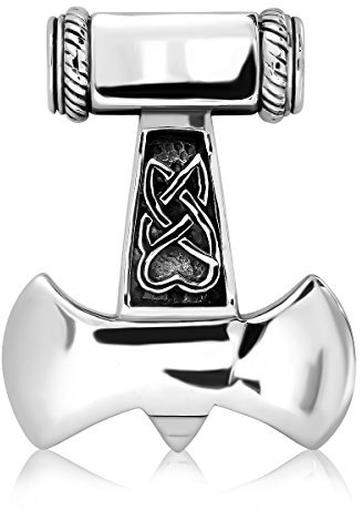 WithLoveSilver Sterling Silver 925 Axe Viking Amulet Norse Warrior Hammer of Thor Mjolnir Pendant
