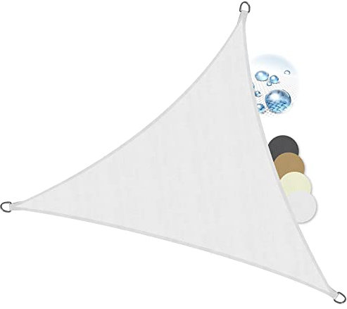 Sol Royal Voile d'Ombrage Triangulaire 3,6x3,6x3,6m Imperméable PES SolVision PS9 – Toile Protection Solaire et UV pour Pergola avec Fixation – Brise Vue Blanc pour Patio, Terrasse, Balcon & Jardin