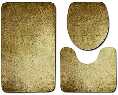 CHAOSE Badezimmer Einfarbig Dreiteilige Toilette Flannel Carpet Absorbent rutschfeste Fußmatten 45x75cm + 45x37.5cm + 45x35cm (Gelb)