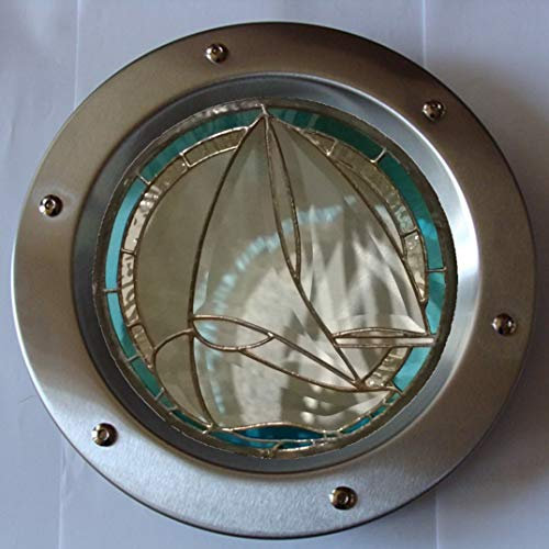 Porthole for Interior Doors 350mm, Stainless Steel, Stained Glass No. 2