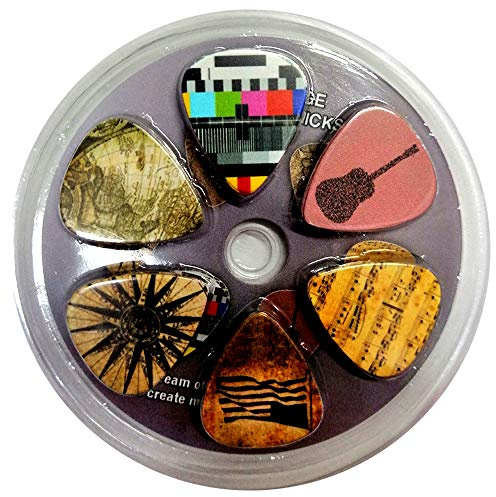 Creanoso Vintage Guitar Picks (12-Pack) - Premium Music Gifts & Guitar Accessories for Husband Dad Boys Son Men Him Boyfriend Musician Gift – Medium Gauge Celluloid – Best Dad Gifts