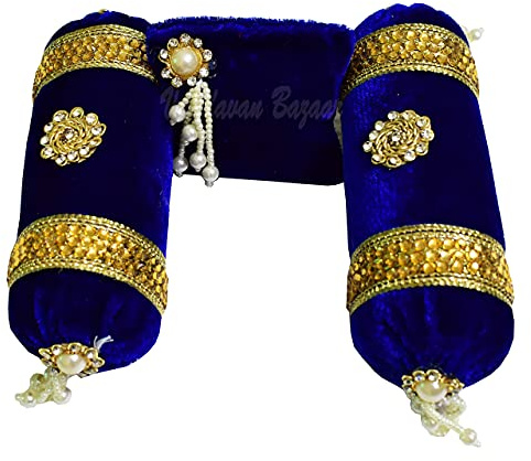 VRINDAVANBAZAAR.COM Weiches und dekoratives Kissen mit 2 Kissen, blau, S