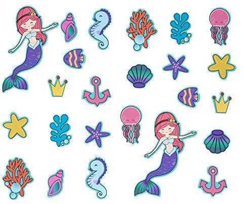 Oblique Unique® 24x Konfetti mit Meerjungfrau Fische Seepferdchen Seesterne Unterwasserwelt Motive für Kinder Geburtstag Mädchen Tisch Deko Streudeko