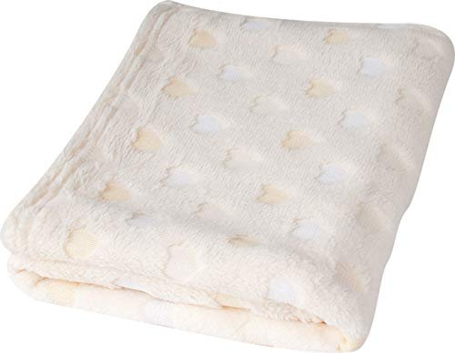 Maltex Babydecke 100 x 75 cm sehr weich Öko-Tex 100 Fleecedecke (Gelb mit Herzen)