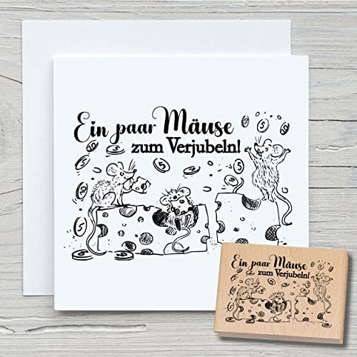 NEWSTAMPS Stempel Ein paar Mäuse Motivstempel aus Holz & Gummi zum Karten und Geschenke basteln, Holzstempel für Geburtstage, Spruchstempel, Geldgeschenk, Schrift, Scrapbook, Textilstempel, Deko