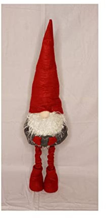 CBK-MS stehender Weihnachtswichtel rot mit Teleskop Beinen 39-84 cm Filz Deko Gnom Zwerg