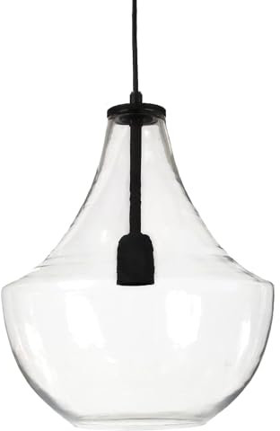 PR Home of Scandinavia Hochwertige Pendelleuchte aus Glas klar schwarz Hamilton 30x38cm E27 dimmbar