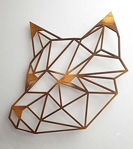 kh Teile Wanddeko Fuchs Echt-Holz 3D Wanddekoration Wandbild XXL Wand Deko Groß Innen Außen Wohnzimmer Garten Modern Dekoration (optional Beleuchtung)
