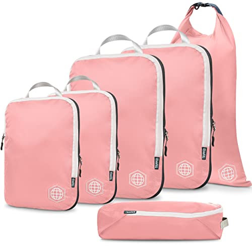 Lot de 6 cubes de rangement pour voyage - Rose poussiéreux