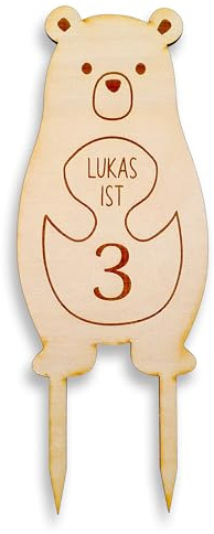 Personalisierter Cake Topper Junge mit Bär-Motiv - Tortendeko Junge 1. Geburtstag - Kuchendeko Geburtstag Junge Tortenaufleger