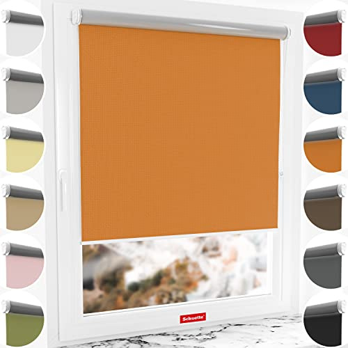 Schuette® Verdunkelungsrollo ohne Bohren/mit Bohren 2in1 ● Thermo Rollo Kollektion: Tangerine Touch (Orange) ● 105 x 150 cm (Breite x Höhe) ● Suprafix Klemmrollo = Klemmfix 2.0 ● 60s Montage mit Video