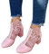 ORANDESIGNE Stivaletti con Tacco Spesso in Pizzo Cavo, Sandali Leggeri Estivi alla Moda da Donna Dietro Stivaletti Corti con Cerniera Punta Tonda Stivali A metà Polpaccio Scarpe A Rosa 39 EU