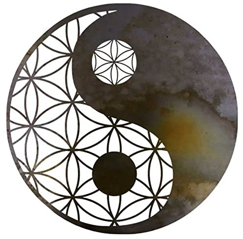 JYHCD Blume des Lebens Wanddekoration Moderne Geometrische Wandskulptur Taichi Wand Silhouette Kunst Metall Blume des Lebens Wandbehang Spirituelles Dekor Für Meditation Yoga,60x60cm / 24x 24