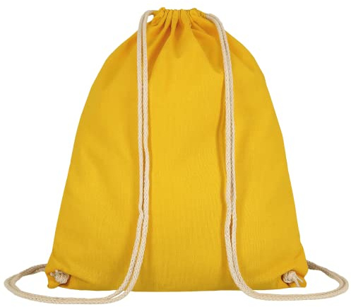 TEXXILLA 10er Pack Turnbeutel - Oeko-TEX 100 Zertifiziert | mit robusten Zugbändern | 38x46cm | Jutebeutel | Einkaufstasche | unbedruckt, Farbe:sonnenblumengelb, Größe:10 Stück