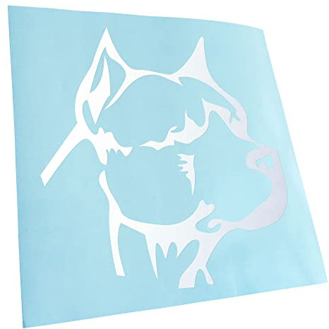 Kiwistar - Autoaufkleber - Mattweiss - 11x10cm Pitbull Kopf - Heckscheibe Auto Aufkleber wetterfest für Kfz LKW Mofa Truck - Sticker außen selbstklebend Tuning Zubehör für Fenster Fahrzeug Scheibe