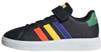 adidas Grand Elastic Lace And Top Strap Shoes, Scarpe da Tennis, Core Black/Lucid Blue/Court Green, 28 EU