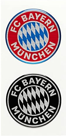 FC Bayern München Autoaufkleber 2er Set - 3D Logo - rot/schwarz Sticker Aufkleber FCB - Plus gratis 1 x FCB Autogrammkarte unserer Wahl