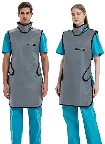 SHINRAY 0.5mmpb Xray Blei Schürze für Röntgen mit Schilddrüsen-Schild-Kragen, Blei-Kleid, Dental Röntgen-Schild, 0.5mmpb Bleischürze+Schilddrüsenschild (grau), X-Large