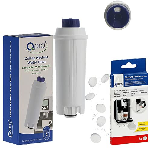 Qpro Water Filter & Descaler Tabs Compatible with Delonghi Coffee Machine DLS C002 ECAM BCO410 EC800