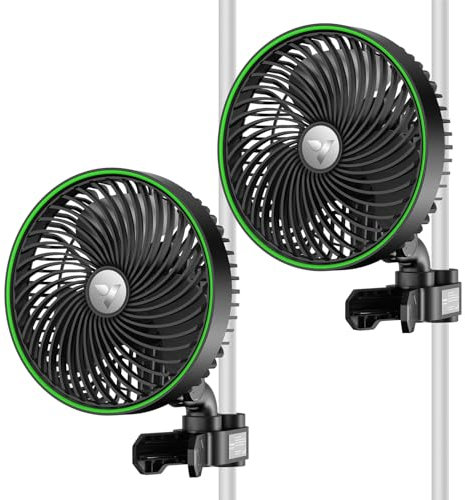 VIVOSUN 2-Pack AeroWave E6 Grow Tent Fan 6”, EC Motor, Smart Wifi Control, US Patented Auto Oscillating Clip fan, Weatherproof IP-54, Strong Airflow but Quiet for Hydroponic Ventilation Circulation