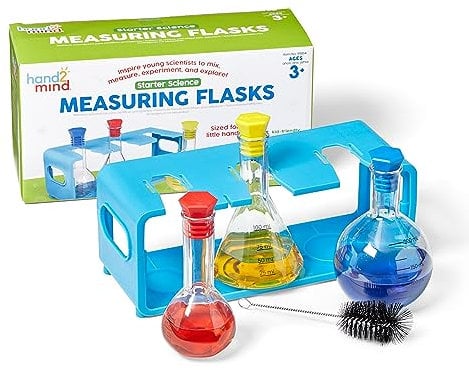 Learning Resources Starter Science Age 3+ Measuring Flask Set, Ages 3+, Plastic Beakers, Science Lab Equipment, Kids Chemistry Set, School Science Supplies