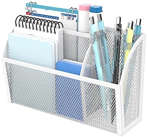 Magnetischer Stifthalter mit 3 Fächern, starker Magnet, Spind-Organizer, weiß