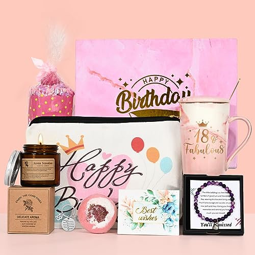 Joymaking 18. Geburtstagsgeschenk für Frauen, 400ml Kaffeetasse Set Geschenkideen für Freundin mit Duftkerze und Badebomben, Geschenk für Mutter Frauen Schwester Beste Freundin