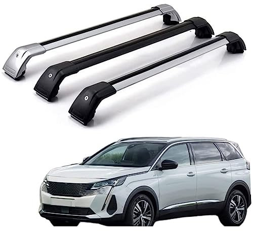 Barres transversales de Toit Barres de Toit Transversales Porte-Bagages De Toit pour Peugeot 5008 2016-2020 Alliage D'Aluminium 2 pièces,Silver-Black