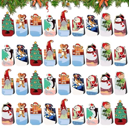 36 Pezzi Segnalibri Magnetici di Natale,Segnalibri Magnetici,Segnalibri di Natale,Segnalibri Magnetici Colorati,Segnalibri magnetici bambini,cancelleria natalizia Segnalibri,Natale Regalo Festa