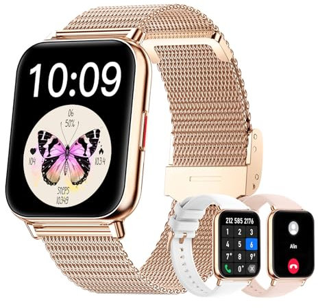 Colesma 1,85 Orologio Smartwatch Donna, Effettua/Risposta Chiamate, Assistente Vocale, Impermeabile Fitness Tracker con Pressione Sanguigna/SpO2/Sonno 100+ modalità Sportive per Android iPhone