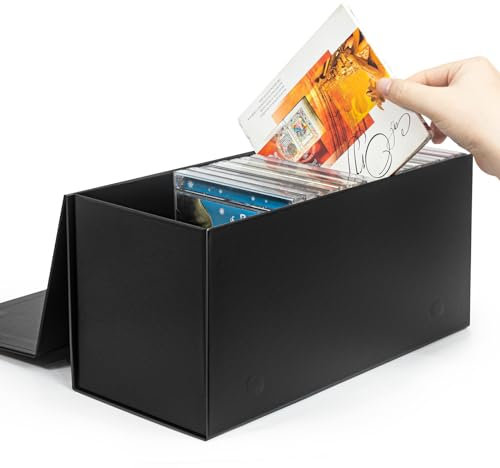 CD-Aufbewahrungsbox, DVD-Aufbewahrungsbox, langlebig, 13 x 14 x 30 cm, mit Deckel, für bis zu 30 CDs, Schwarz, 1 Stück