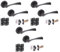 HANDLEZONE® 3 Sets Zena Internal Door Handles on Rose Lever Latch Packs with Ball Bearing Hinges - Black Matt